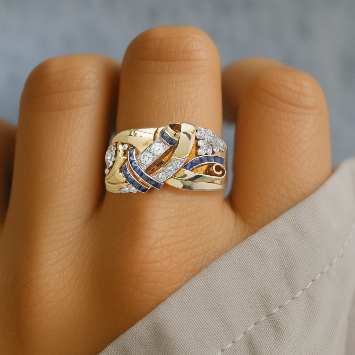 Kulta Vintage Zirconia Sormus