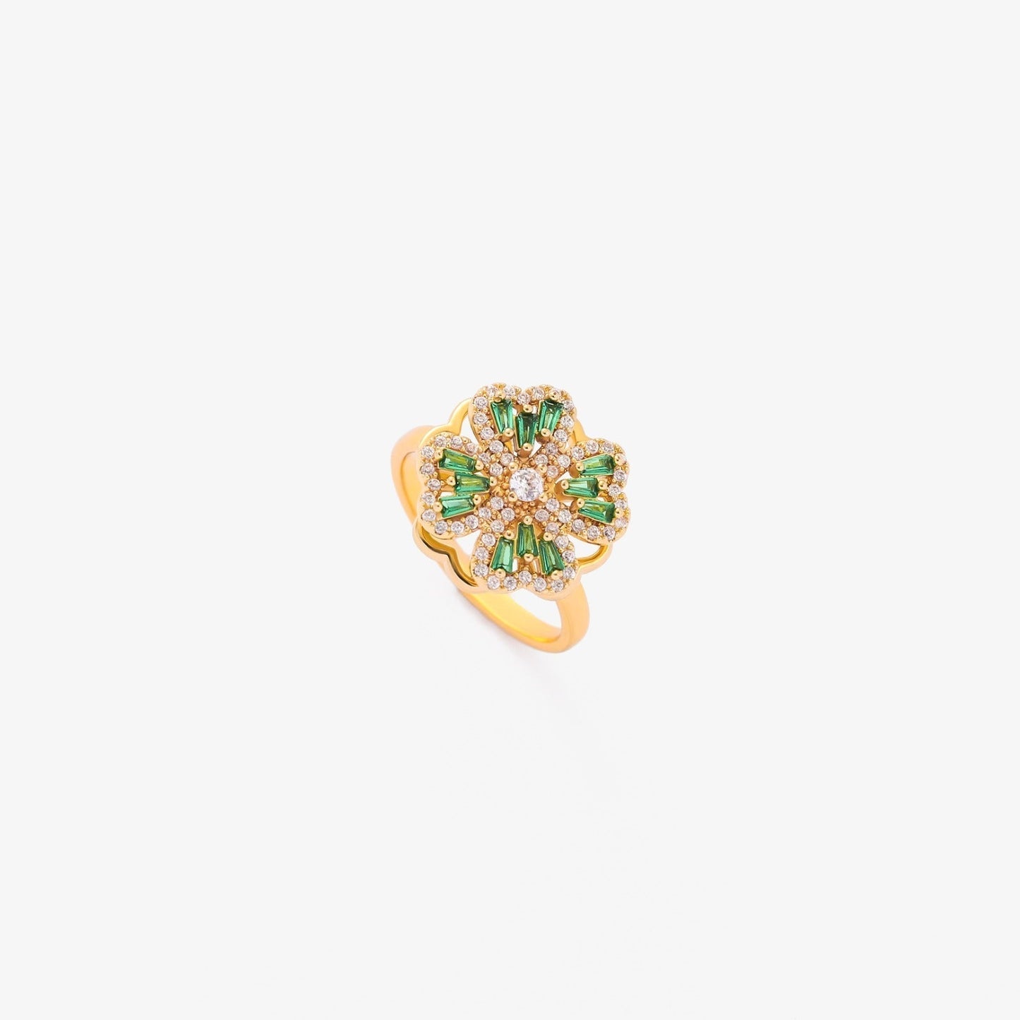 Smaragdi Clover Spinning Sormus | Kulta