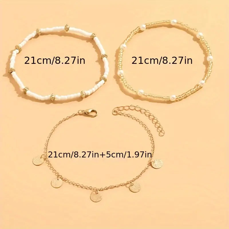 Coastal Charm 3-Piece Layered Anklet Setti | Kulta
