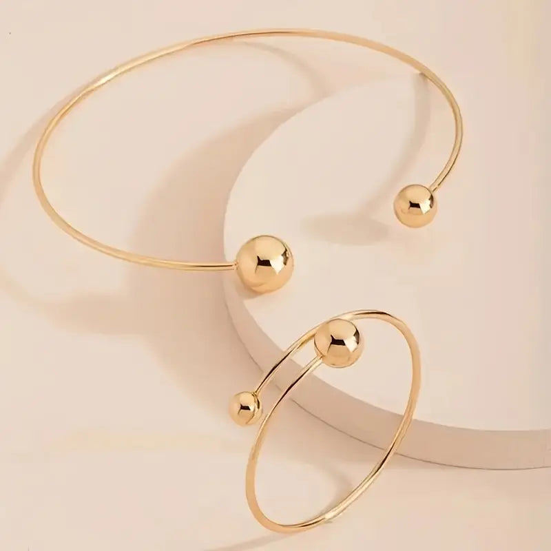 Minimalist Glow Collar & Cuff Rannekorusetti | Kulta