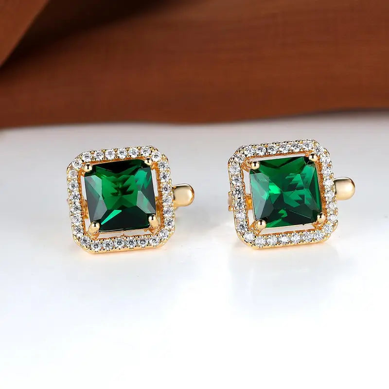 Golden Green Square Zirconia Korvakorut | Kulta