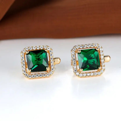 Golden Green Square Zirconia Korvakorut | Kulta
