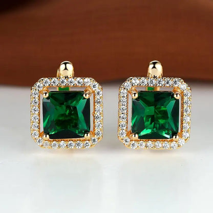 Golden Green Square Zirconia Korvakorut | Kulta