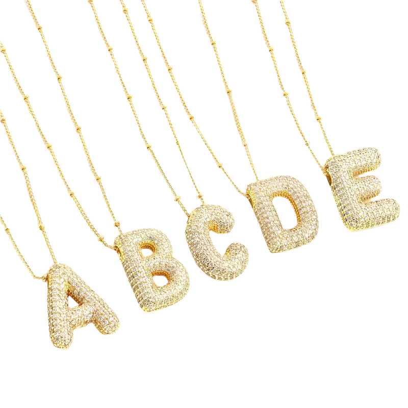 Bubble letter initial kaulakorusetti | Kulta