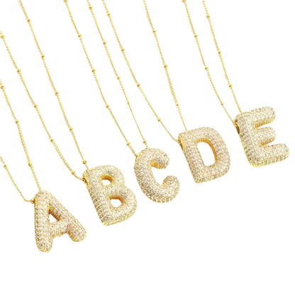 Bubble letter initial kaulakorusetti | Kulta