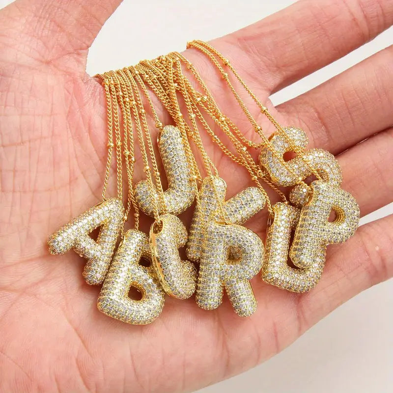 Bubble letter initial kaulakorusetti | Kulta