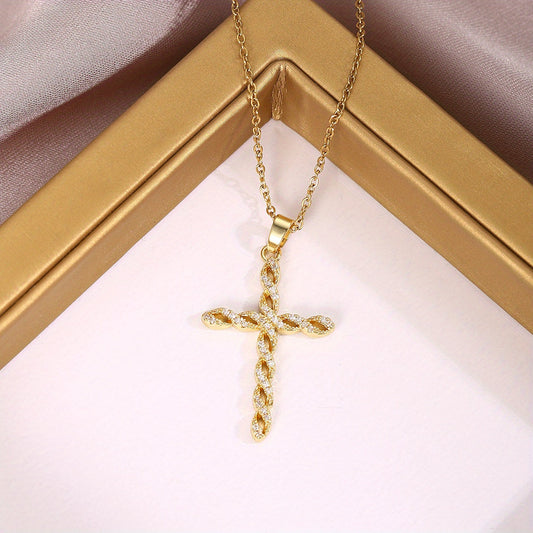 Kristalli Twist Cross Kaulakoru | Kulta