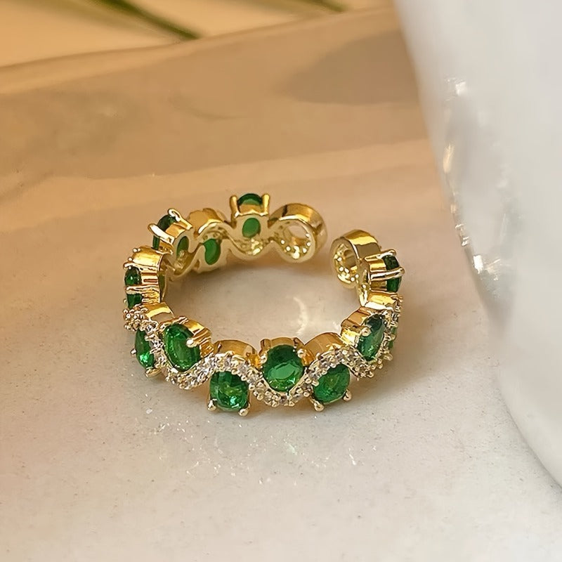 Calira Sparkling Smaragdi Open Sormus | Kulta