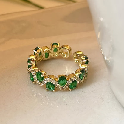 Calira Sparkling Smaragdi Open Sormus | Kulta