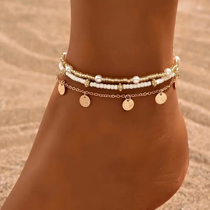Coastal Charm 3-Piece Layered Anklet Setti | Kulta