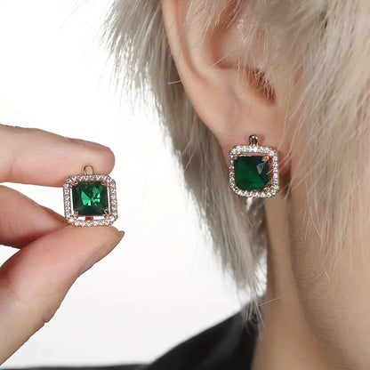 Golden Green Square Zirconia Korvakorut | Kulta