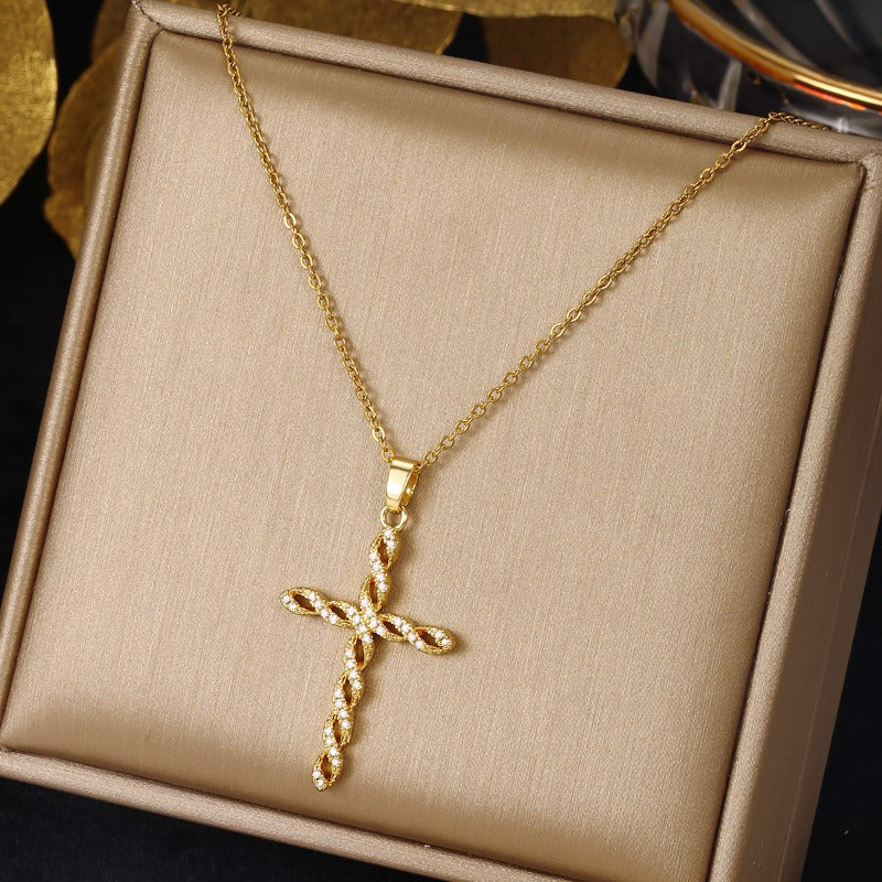 Kristalli Twist Cross Kaulakoru | Kulta