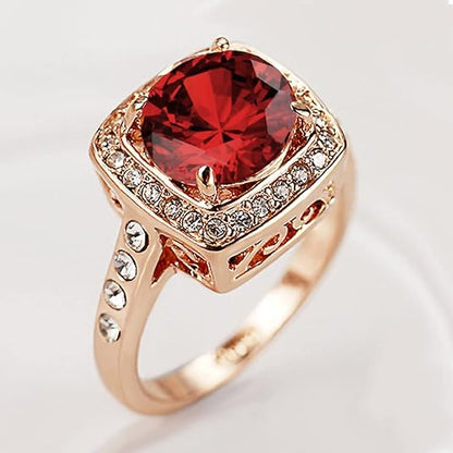 Rubiini Halo Statement Sormus | Rose Kulta