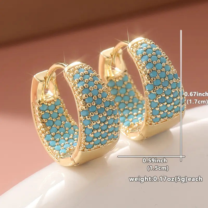 Golden-Tone Turkoosi Beaded Rengaskorvakorut | Kulta