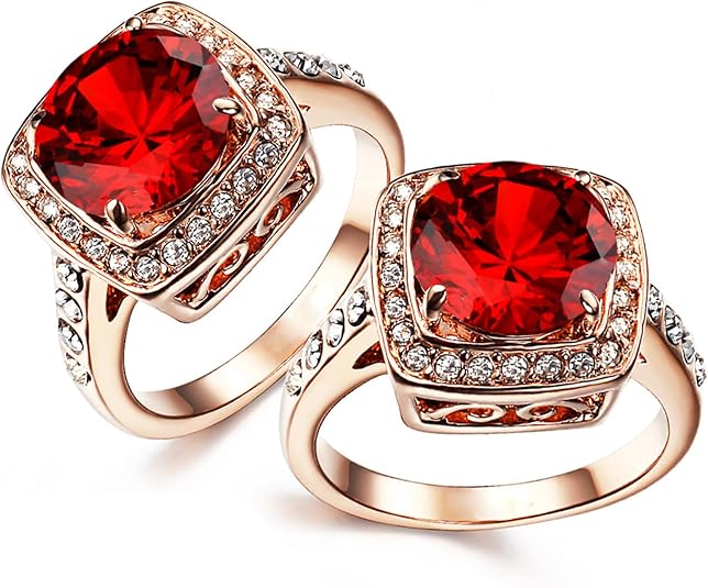 Rubiini Halo Statement Sormus | Rose Kulta