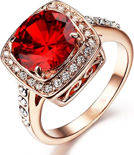 Rubiini Halo Statement Sormus | Rose Kulta