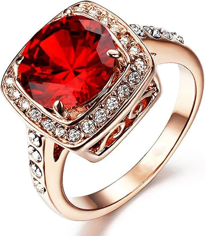 Rubiini Halo Statement Sormus | Rose Kulta