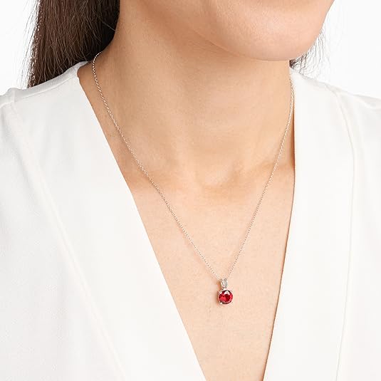 Round Cut Rubiini Kaulakoru | Valkoinen Kulta
