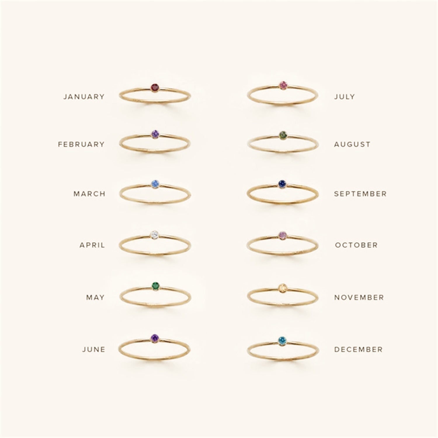 Amelia Birthstone Stacker Sormus