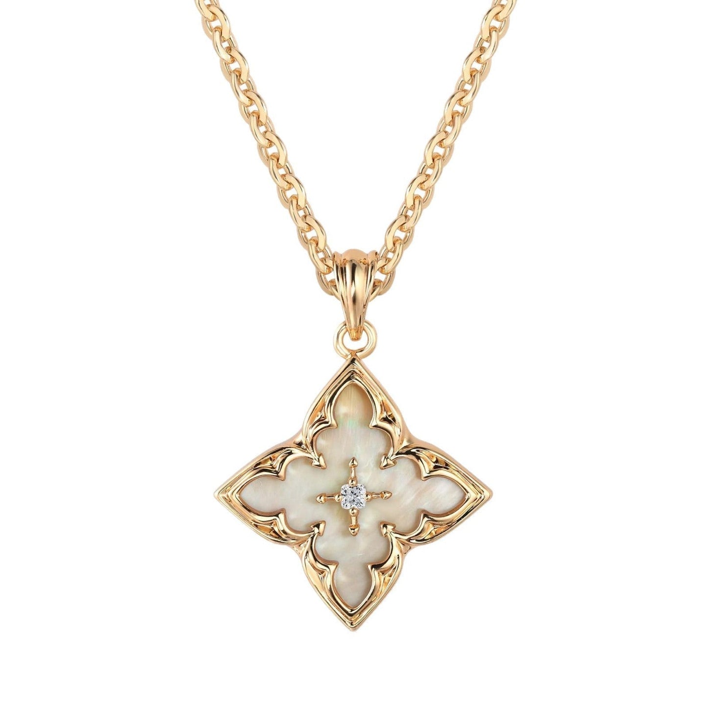 Valkoinen Clover Pendant Kaulakoru | Kulta
