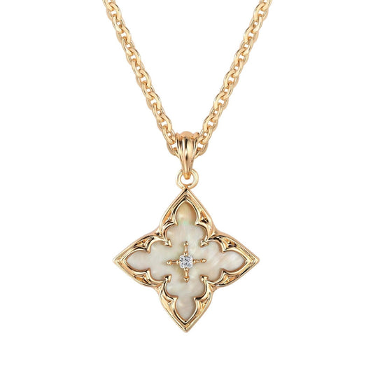 Valkoinen Clover Pendant Kaulakoru | Kulta