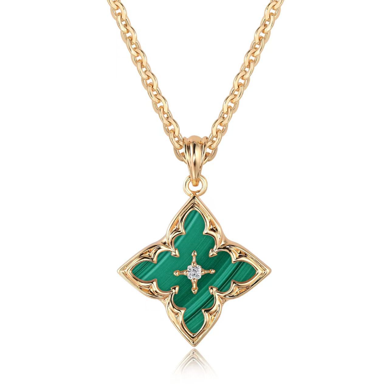 Valkoinen Clover Pendant Kaulakoru | Kulta