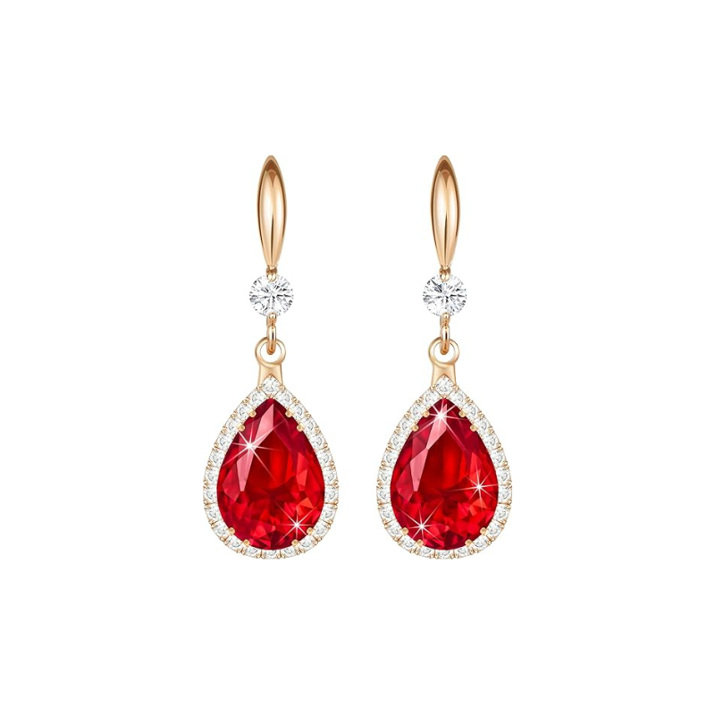 Rubiini Teardrop Korvakorut | Rose Kulta