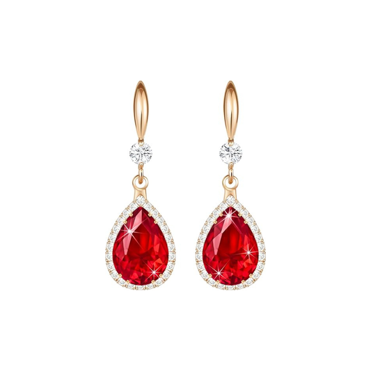 Rubiini Teardrop Korvakorut | Rose Kulta