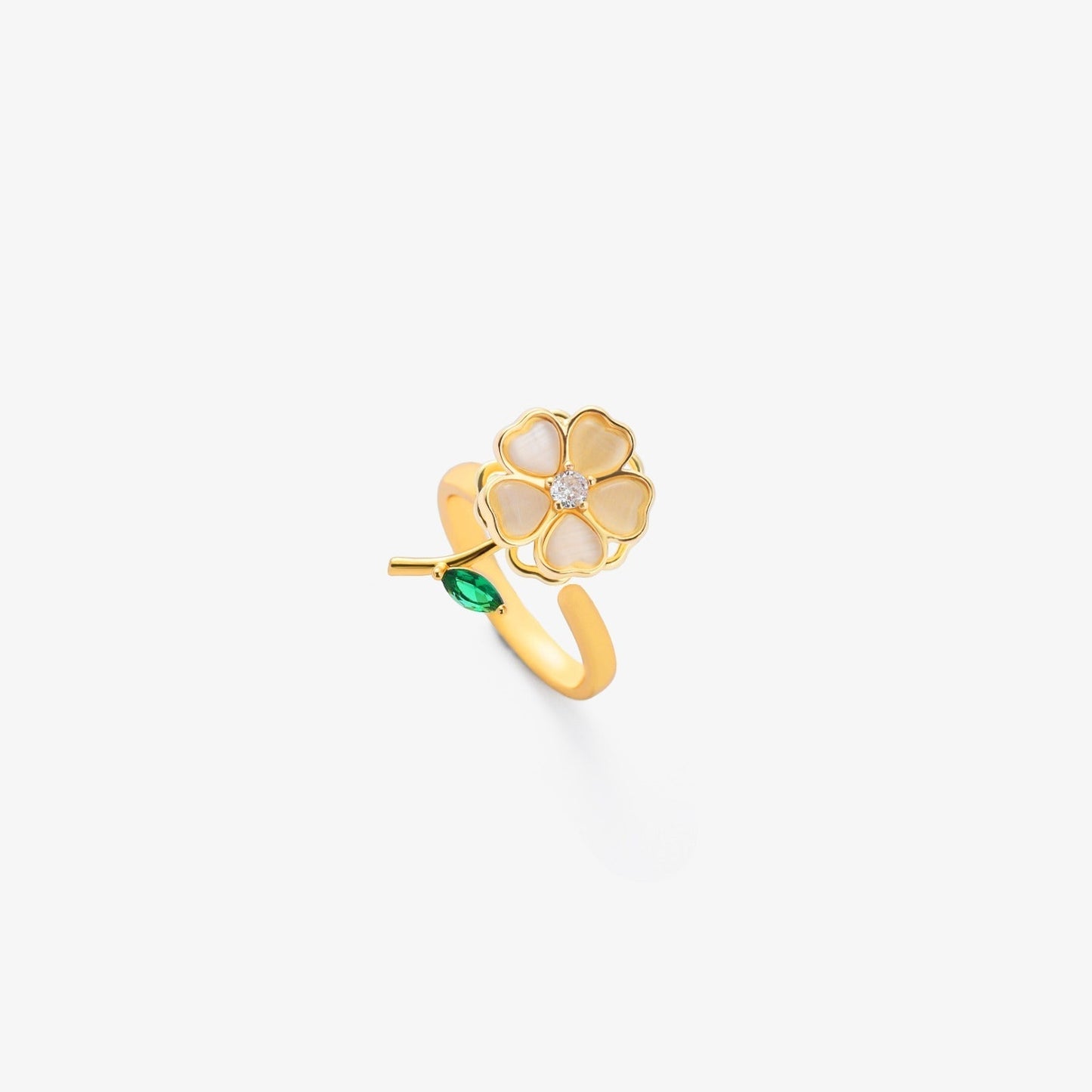 Smaragdi Leaf Flower Spinning Sormus | Kulta