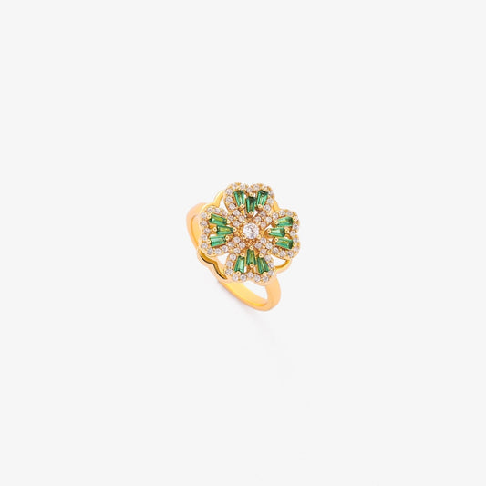 Smaragdi Clover Spinning Sormus | Kulta