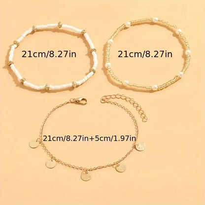 Coastal Charm 3-Piece Layered Anklet Setti | Kulta