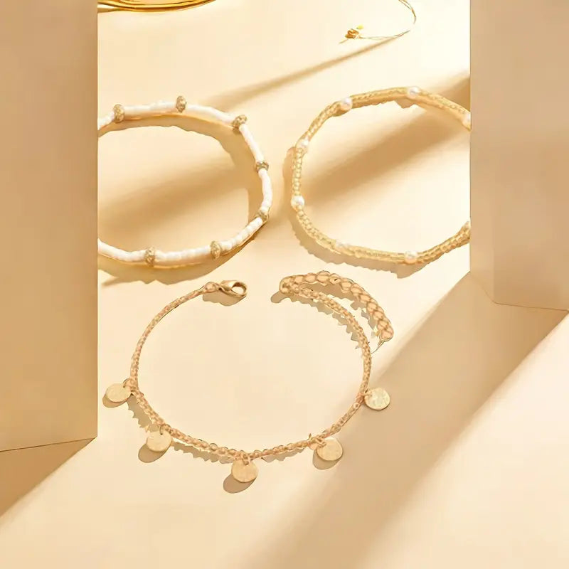 Coastal Charm 3-Piece Layered Anklet Setti | Kulta