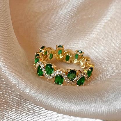 Calira Sparkling Smaragdi Open Sormus | Kulta