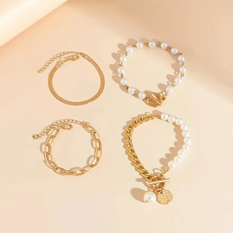 Chic Kulta 4-Piece Rannekorusetti - Snake, Helmet & Links | Kulta