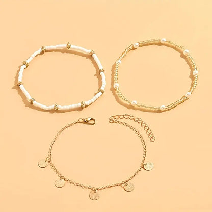 Coastal Charm 3-Piece Layered Anklet Setti | Kulta