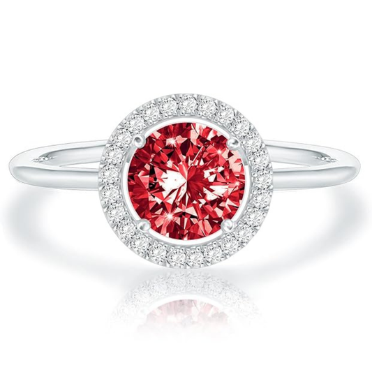 Crimson Glow Promise Rubiini Sormus | Valkoinen Kulta