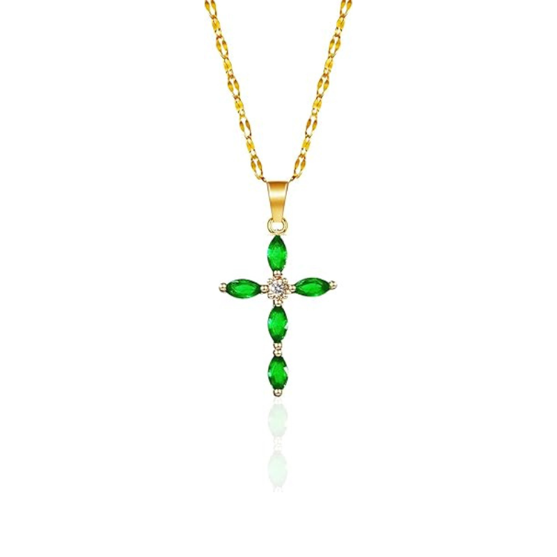 Kulta Smaragdi Marquise Cross Kaulakoru