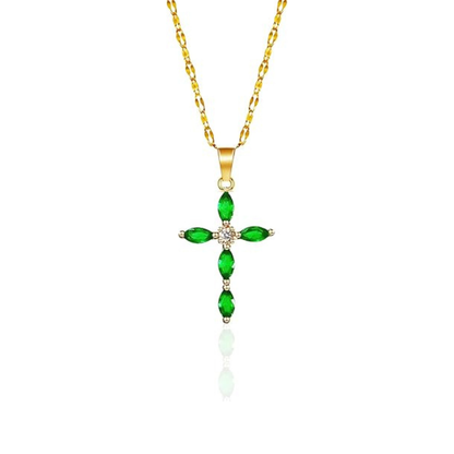 Kulta Smaragdi Marquise Cross Kaulakoru